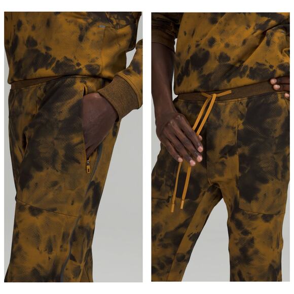 Lululemon Men’s Textured Tech Pants Size Small Diamond Dye Gold Spice Black - Picture 7 of 13